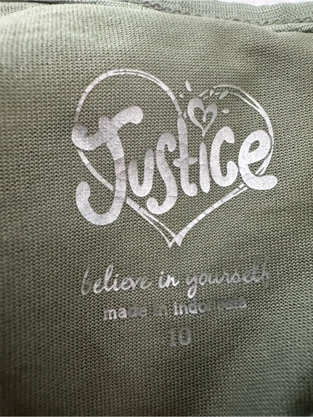 Justice Olive Green Graphic Logo Top